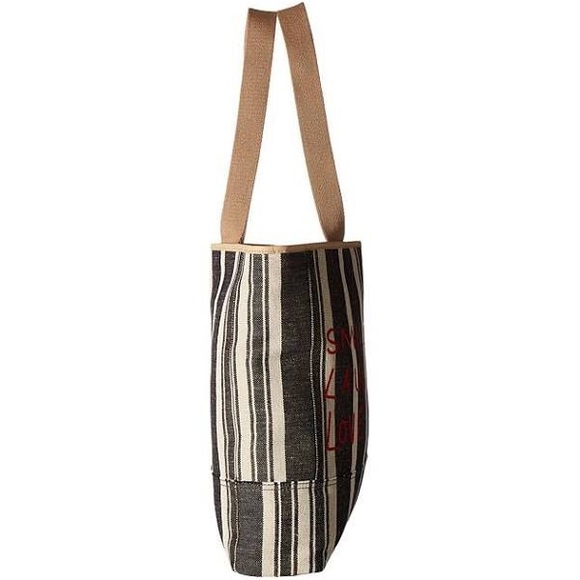 ED by Ellen Degeneres-LIVE LAUGH LOVE large cream/dark jean striped tote NWT - Picture 4 of 11